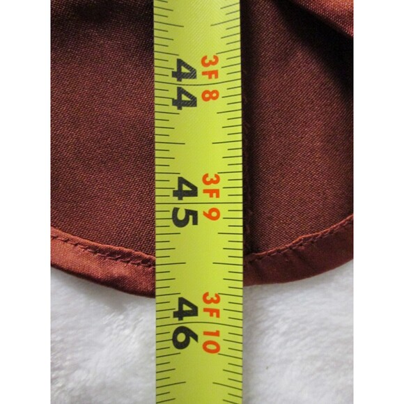 CIDER Rust Crepe Satin Sleeveless Dress Asymmetrical Hem Pleated Poly Span R21 - Picture 10 of 11